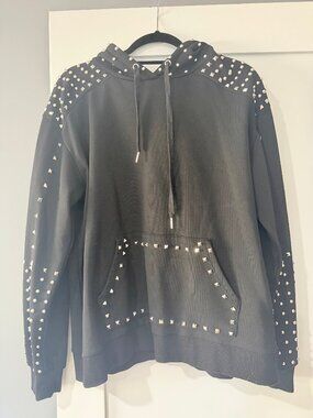 Maniere De Voir Women’s Designer Studded Black Hoodie Size 10